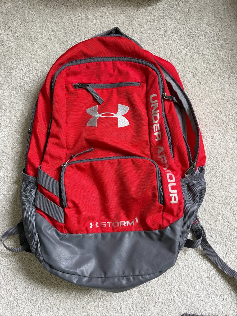 Under Armour Red and Gray Storm Backpack